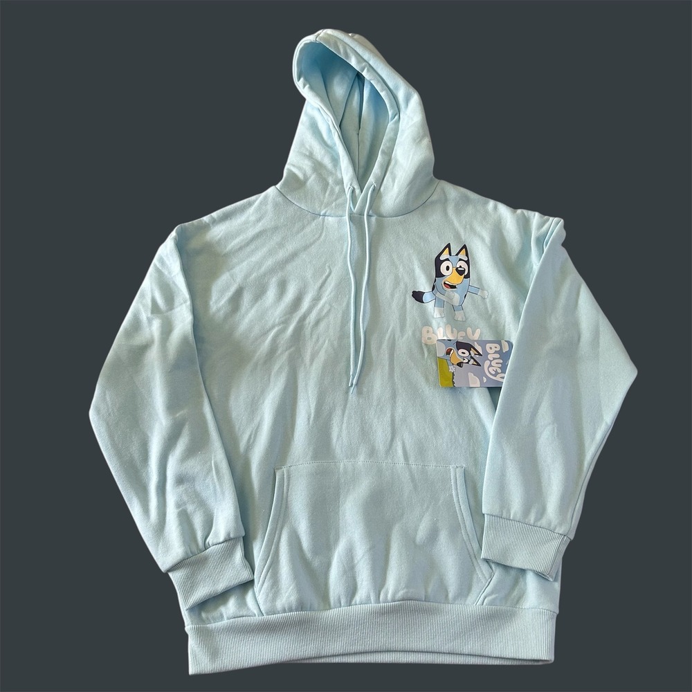 Bluey Hoodie Womens Size XS Blue Sweater Hooded Shirt Long Sleeve